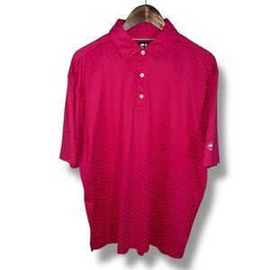 Footjoy Hot Pink Polka Dot Performance Golf Polo Shirt Sz L